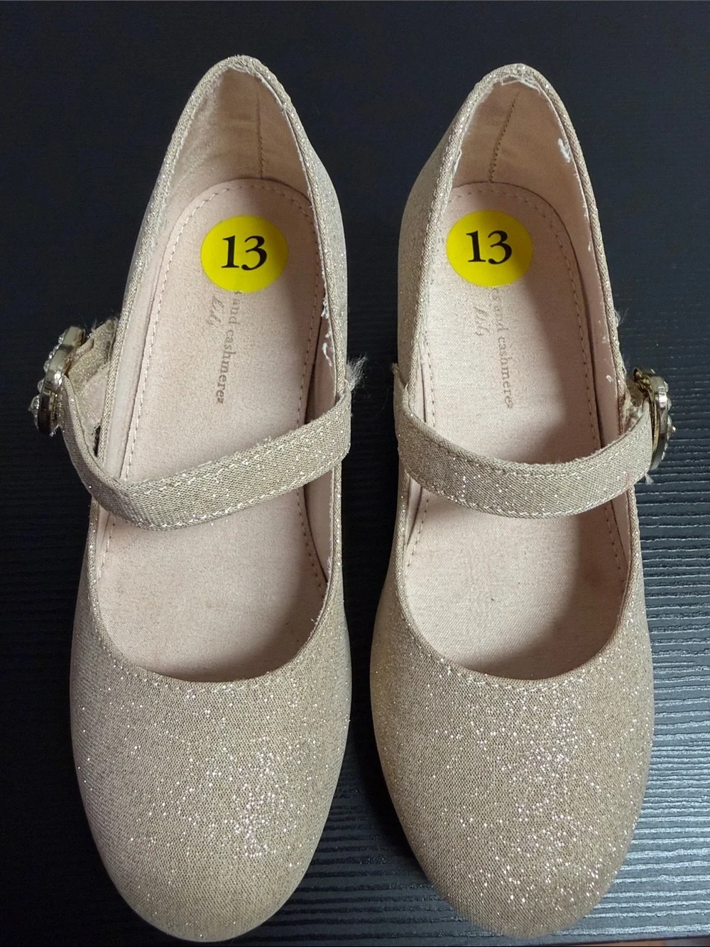 Girls Sparkle Mary Jane Dress Shoes with Heart Buckle - Blush Pink SZ 13